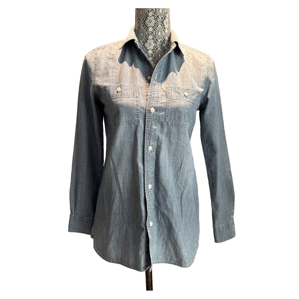 MADEWELL Shirt Womens X Small Chambray Classic Ex-Boyfriend Mazzy Wash Denim